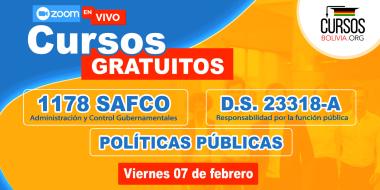 3 Cursos gratis Políticas Publicas- Ley 1178 SAFCO y DS 23318-A en vivo por ZOOM