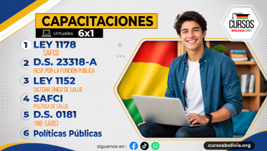 6 Cursos  Ley 1178 SAFCO , Políticas Públicas, DS23318-A, DS 0181, SAFCI y la Ley 1152 SUS (Virtual 24/7) 